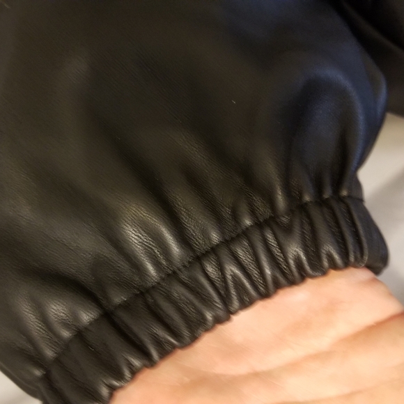 Zara black faux leather puff sleeve a line dress - Picture 6 of 9